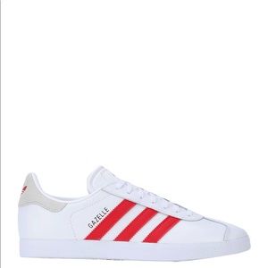 Adidas gazelle sneakers with red stripe. Size 8.